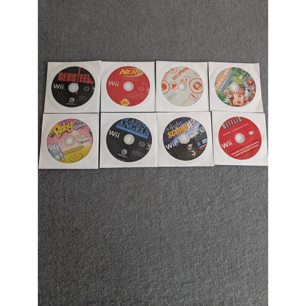 Nintendo Wii 8 Game Bundle - Netflix Streaming Disc Super Monkey Ball Red Steel